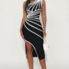Nova Liliah Contrast Bandage Midi Dress
