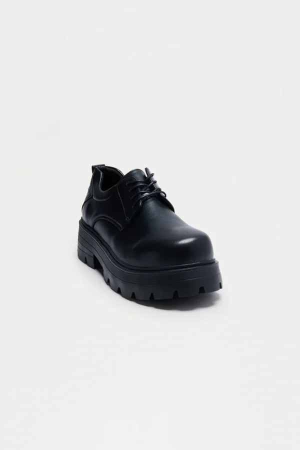 Black Lace Up Chunky Sole Shoe