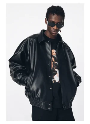 mauroicardi Casual Oversized Leather Jacket