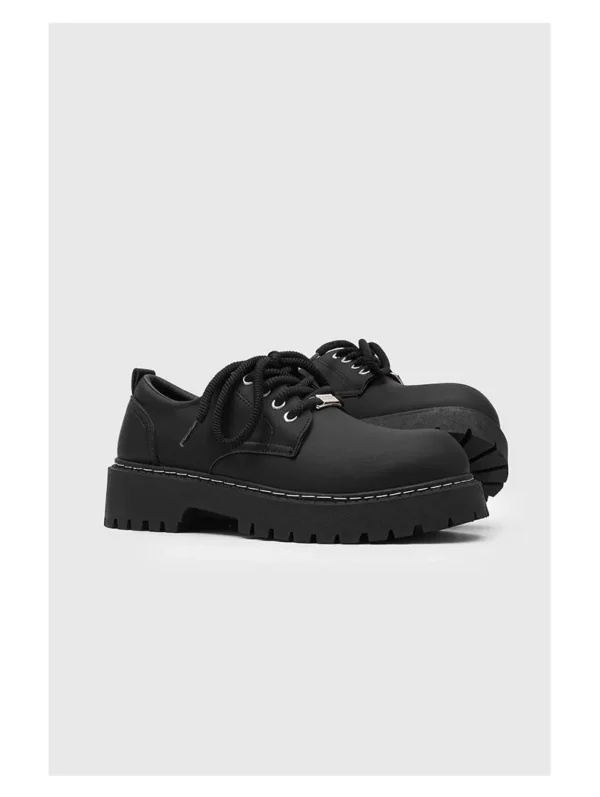 Black chunky platform derby shoes