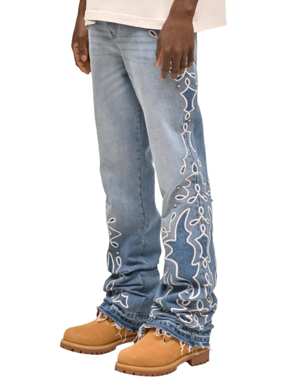 Stacked Slim Flare Heat Sky blue Jean