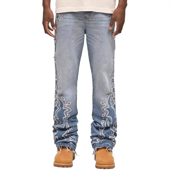 Stacked Slim Flare Heat Sky blue Jean